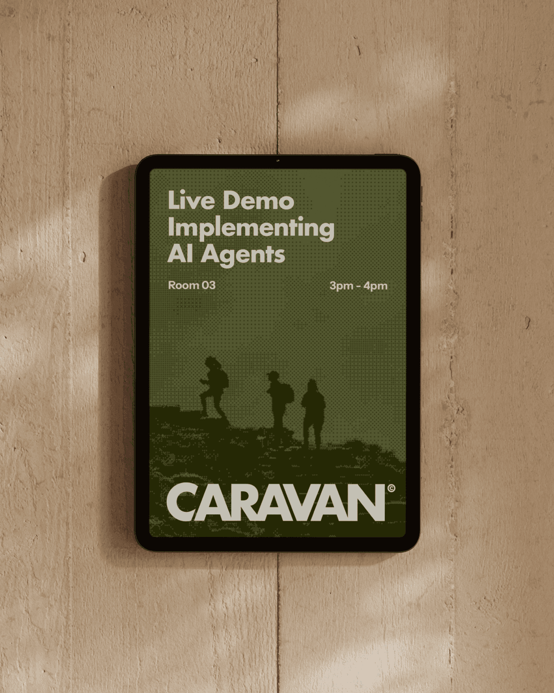 Caravan event poster on a tablet